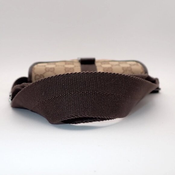 GUCCI Logo GG Pattern Mini Bum Body Bag Canvas Leather Brown SHW Italy 34EF284 - Picture 7 of 16